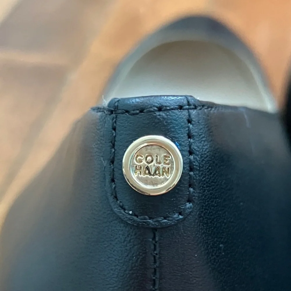 Cole Haan Wedge Waterproof Leather Pumps Black 7.5B Career Office Heels W17526
